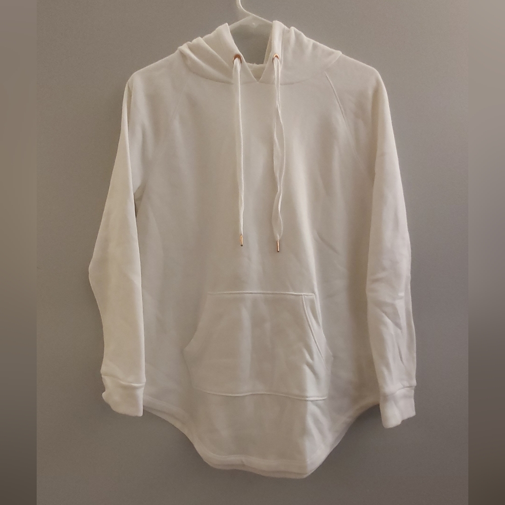White pullover with hood